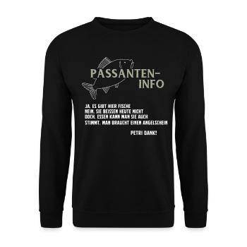 Angeln Tshirt Mann Fischer Rute Fischfang Fishing - Unisex Pullover - Schwarz - Vorne - Alina (178cm) & Michal (187cm)