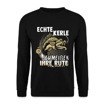 Angeln Fishing Fisher Angelrute Karpfen Rute Fisch - Unisex Pullover - Schwarz - Vorne - Alina (178cm) & Michal (187cm)