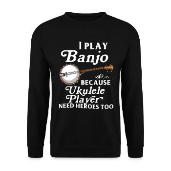 Banjo Shirts For Men Bluegrass Appalachia Folk - Unisex Sweatshirt - black - Front - Alina (178cm) & Michal (187cm)