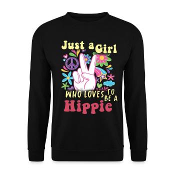 Hippie Peace Groovy Flowerpower Boho Woodstock - Sweat-shirt Unisexe - noir - Devant - Alina (178cm) & Michal (187cm)