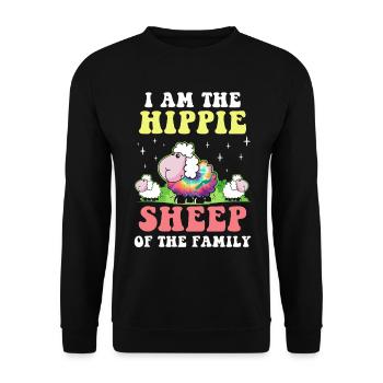 Hippie Peace Groovy Flowerpower Boho Woodstock - Unisex Pullover - Schwarz - Vorne - Alina (178cm) & Michal (187cm)