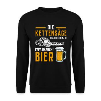Holz Geschenke Chainsaw Kettensäge Waldarbeiter - Unisex Pullover - Schwarz - Vorne - Alina (178cm) & Michal (187cm)