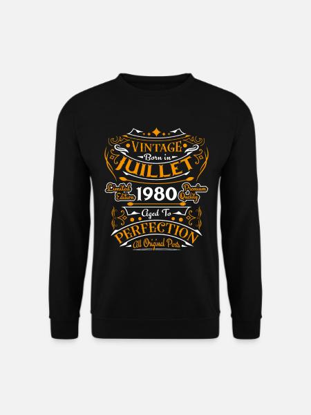 Jahrgang Juli 1980, Retro Geburtstagsgeschenk - Unisex Pullover - Schwarz