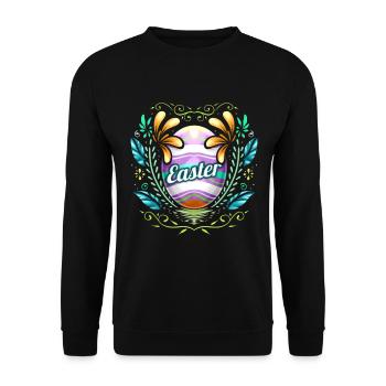 Easter Egg With Ornaments And Feathers on Easter - Unisex Pullover - Schwarz - Vorne - Alina (178cm) & Michal (187cm)