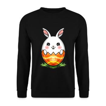 Painted Easter Rabbit Egg On Easter - Unisex Pullover - Schwarz - Vorne - Alina (178cm) & Michal (187cm)