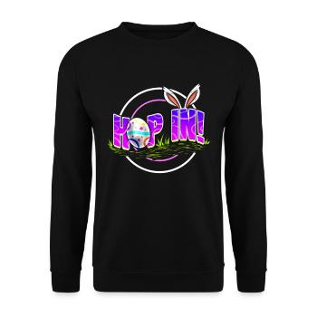 Easter Rabbit Hoop In To Easter - Unisex Pullover - Schwarz - Vorne - Alina (178cm) & Michal (187cm)