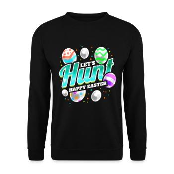 Logo Let's Hunt Easter Eggs On Easter - Unisex Pullover - Schwarz - Vorne - Alina (178cm) & Michal (187cm)