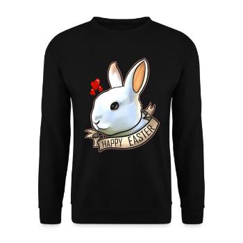 Realistic Happy Easter Rabbit Head With Hearts On - Unisex Sweatshirt - black - Front - Alina (178cm) & Michal (187cm)