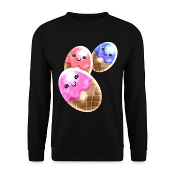 Painted Eggs Like Ice Cream Cones For Easter - Unisex Pullover - Schwarz - Vorne - Alina (178cm) & Michal (187cm)