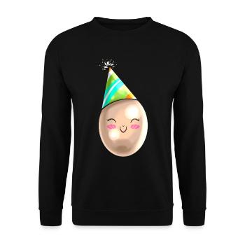 Funny Painted Egg With Party Hat Cone For Easter - Unisex Pullover - Schwarz - Vorne - Alina (178cm) & Michal (187cm)