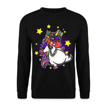 Carnaval Carnival Mask et Pearl Unicorn Party - Sweat-shirt Unisexe - noir - Devant - Alina (178cm) & Michal (187cm)
