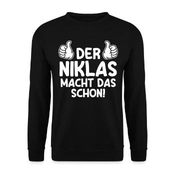 Niklas - Unisex Pullover - Schwarz - Vorne - Alina (178cm) & Michal (187cm)