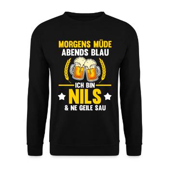 Nils - Unisex Pullover - Schwarz - Vorne - Alina (178cm) & Michal (187cm)