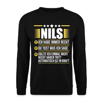 Nils - Unisex Pullover - Schwarz - Vorne - Alina (178cm) & Michal (187cm)
