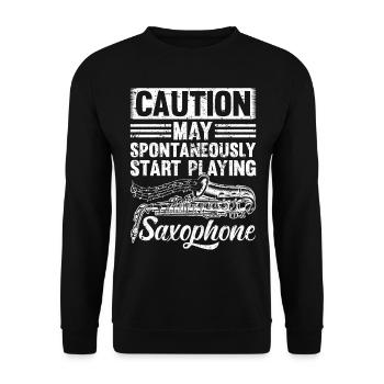 Caution May Spontaneously Start Playing Saxophones - Unisex Sweatshirt - black - Front - Alina (178cm) & Michal (187cm)