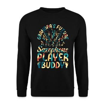 Bébé saxophoniste - Grandpa’s Future Saxophone Play - Sweat-shirt Unisexe - noir - Devant - Alina (178cm) & Michal (187cm)