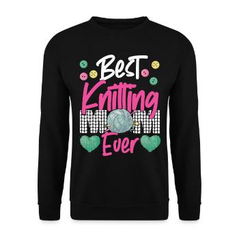 Knitting Knitter Mom Best Knitting - Unisex Pullover - Schwarz - Vorne - Alina (178cm) & Michal (187cm)