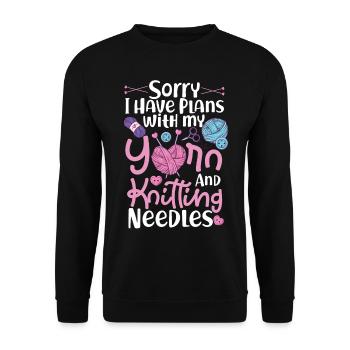 Tricoter Tricoter Désolé J’ai - Sweat-shirt Unisexe - noir - Devant - Alina (178cm) & Michal (187cm)