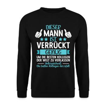 Abschiedsgeschenk Abschied Kollege Jobwechsel - Unisex Pullover - Schwarz - Vorne - Alina (178cm) & Michal (187cm)