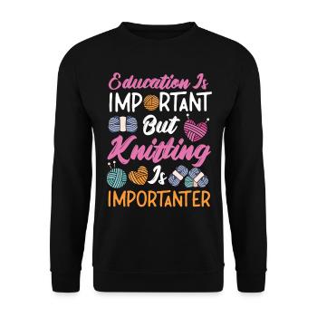 Knitting Knitter Education Is - Unisex Sweatshirt - black - Front - Alina (178cm) & Michal (187cm)