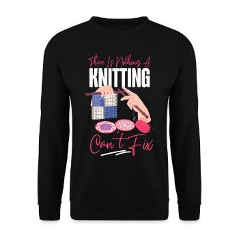 Knitting Knitter There Is Nothing - Unisex Sweatshirt - black - Front - Alina (178cm) & Michal (187cm)