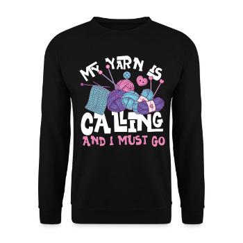 Knitting Knitter My Yarn Is - Unisex Pullover - Schwarz - Vorne - Alina (178cm) & Michal (187cm)