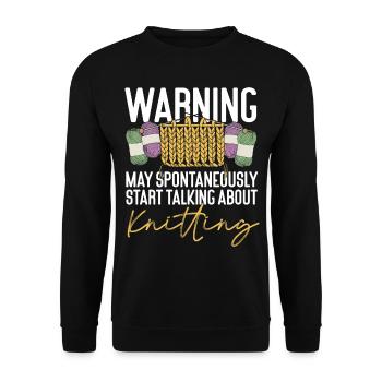 Knitting Knitter Warning May - Unisex Pullover - Schwarz - Vorne - Alina (178cm) & Michal (187cm)