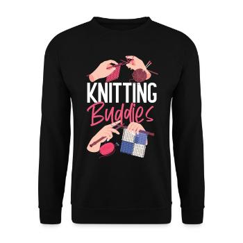 Knitting Knitter Friends Besties - Unisex Pullover - Schwarz - Vorne - Alina (178cm) & Michal (187cm)
