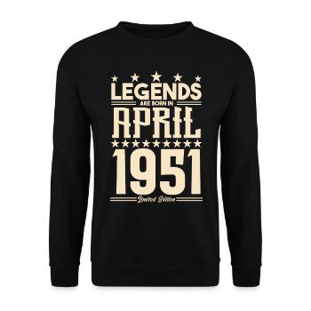 Geschenk Legende April 1951 Geschenk April 1951. April - Unisex Pullover - Schwarz - Vorne - Alina (178cm) & Michal (187cm)