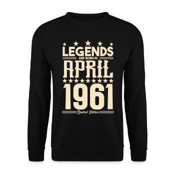 Gift Legend April 1961 gift April 1961. April - Unisex Sweatshirt - black - Front - Alina (178cm) & Michal (187cm)