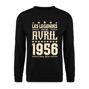 cadeau d'anniversaire Avril 1956 cadeau avril 1956 - Sweat-shirt Unisexe - noir - Devant - Alina (178cm) & Michal (187cm)