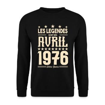 cadeau d'anniversaire Avril 1976 cadeau avril 1976 - Sweat-shirt Unisexe - noir - Devant - Alina (178cm) & Michal (187cm)