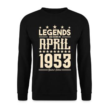 Geschenk Legende April 1953 Geschenk April 1953. April - Unisex Pullover - Schwarz - Vorne - Alina (178cm) & Michal (187cm)