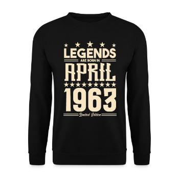Gift Legend April 1963 gift April 1963. April - Unisex Sweatshirt - black - Front - Alina (178cm) & Michal (187cm)