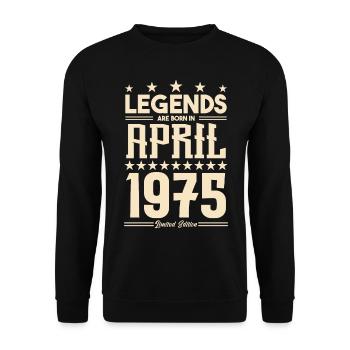 Geschenk Legende April 1975 Geschenk April 1975. April - Unisex Pullover - Schwarz - Vorne - Alina (178cm) & Michal (187cm)