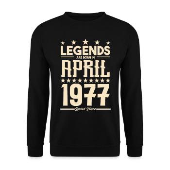 Gift Legend April 1977 gift April 1977. April - Unisex Sweatshirt - black - Front - Alina (178cm) & Michal (187cm)