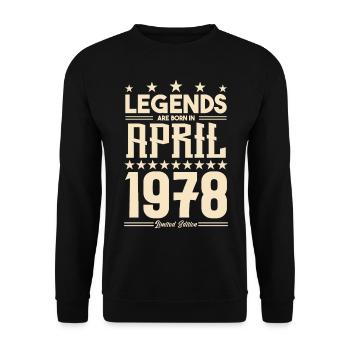 Gift Legend April 1978 gift April 1978. April - Unisex Sweatshirt - black - Front - Alina (178cm) & Michal (187cm)