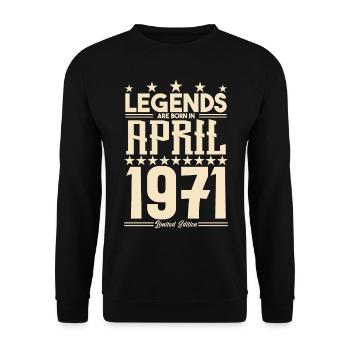 Gift Legend April 1971 gift April 1971. April - Unisex Sweatshirt - black - Front - Alina (178cm) & Michal (187cm)