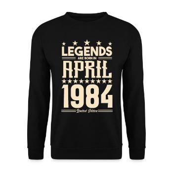 Gift Legend April 1984 gift April 1984. April - Unisex Sweatshirt - black - Front - Alina (178cm) & Michal (187cm)