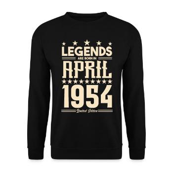 Gift Legend April 1954 gift April 1954. April - Unisex Sweatshirt - black - Front - Alina (178cm) & Michal (187cm)