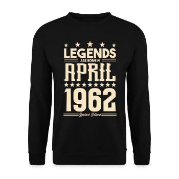 Geschenk Legende April 1962 Geschenk April 1962. April - Unisex Pullover - Schwarz - Vorne - Alina (178cm) & Michal (187cm)