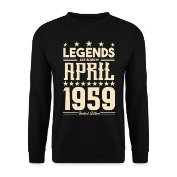 Gift Legend April 1959 gift April 1959. April - Unisex Sweatshirt - black - Front - Alina (178cm) & Michal (187cm)