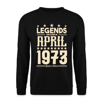 Cadeau Légende Avril 1973 cadeau avril 1973. April - Sweat-shirt Unisexe - noir - Devant - Alina (178cm) & Michal (187cm)