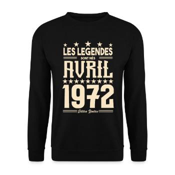 cadeau d'anniversaire Avril 1972 cadeau avril 1972 - Sweat-shirt Unisexe - noir - Devant - Alina (178cm) & Michal (187cm)