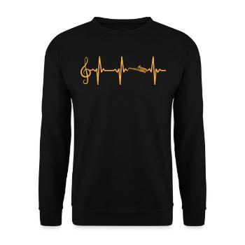 Saxophone Heartbeat Music Clef Saxophoniste - Sweat-shirt Unisexe - noir - Devant - Alina (178cm) & Michal (187cm)