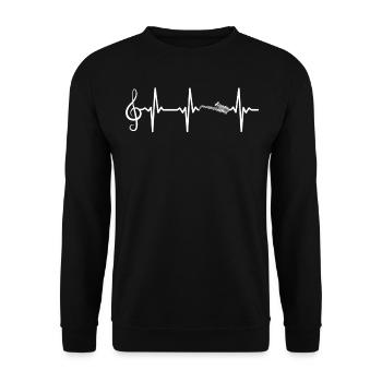 Saxophone Heartbeat Music Clef Saxophone Musician - Unisex Sweatshirt - black - Front - Alina (178cm) & Michal (187cm)