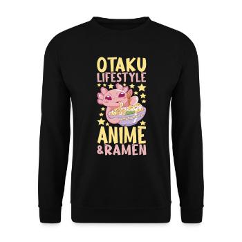 Anime Ramen Axolotl - Unisex Pullover - Schwarz - Vorne - Alina (178cm) & Michal (187cm)