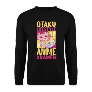 Anime Ramen Axolotl - Unisex Pullover - Schwarz - Vorne - Alina (178cm) & Michal (187cm)