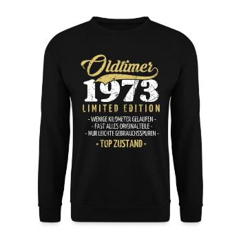 50th birthday Vintage 1973 - Unisex Sweatshirt - black - Front - Alina (178cm) & Michal (187cm)