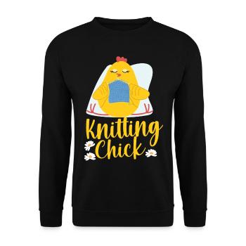 Knitting Knitter Chicken Girl - Unisex Pullover - Schwarz - Vorne - Alina (178cm) & Michal (187cm)